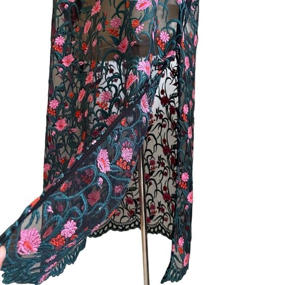 Anthro Moulinette Soeurs Floral Embroidered Lace Mesh Net Sheath Tunic Top - Picture 11 of 16